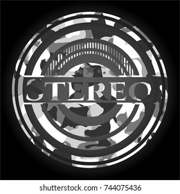 Stereo on grey camo texture