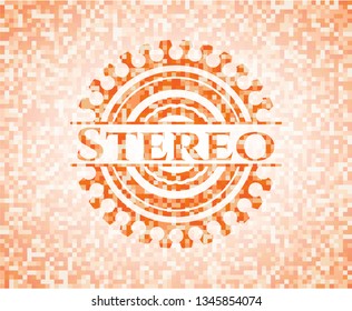Stereo orange mosaic emblem with background