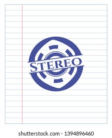 Stereo pen draw. Blue ink. Vector Illustration. Detailed.