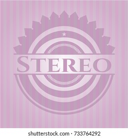Stereo pink emblem. Retro