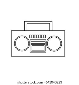 stereo radio music play retro outline