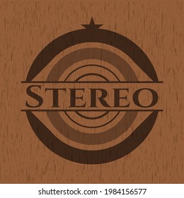 Stereo realistic wood emblem. Vector Illustration. 