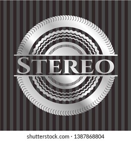 Stereo silvery emblem or badge. Vector Illustration. Mosaic.