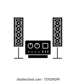 stereo sound hi-fi system icon, vector illustration, black sign on isolated background