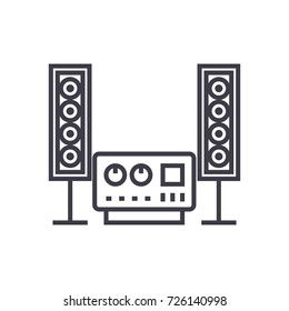 stereo, sound, hi-fi system vector line icon, sign, illustration on background, editable strokes