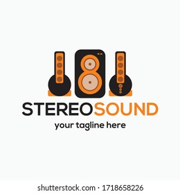 stereo sound - simple flat speaker logo - speaker logo design  