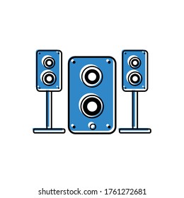stereo speaker flat icon. vector sound system speakers. music flat icon. design template vector