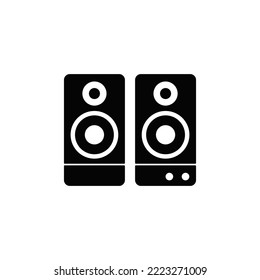 Stereo-Lautsprecher-Symbol auf schwarz-weißem Hintergrund, gefüllt
