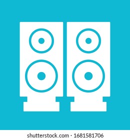 Icono de altavoz estéreo. Para sitios web y aplicaciones. Imagen de fondo azul. Ilustración vectorial de línea plana. EPS 10