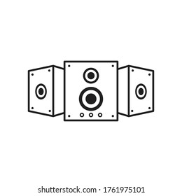 icono de la línea del altavoz estéreo. altavoces del sistema de sonido vectorial. icono de la línea de música. vector de plantilla de diseño