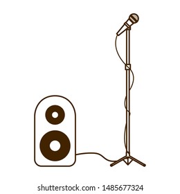 stereo speaker with microphone on white background