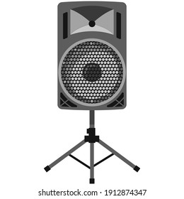 Stereo speaker on tripod stand vector. Loudspeaker isolated on white background. Music sound amplifier multimedia audio system