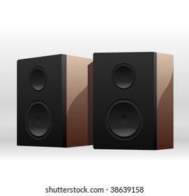 Stereo speaker on white background