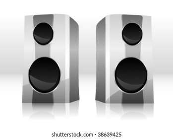 Stereo speaker on white background