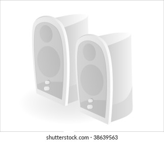 Stereo speaker on white background