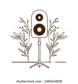 stereo speaker with stand on white background