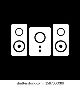 Stereo speaker system icon on black background. Vector illustration.