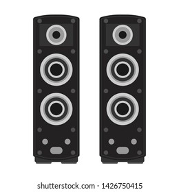 Stereo speaker vector flat icon music bass. Sound electronic equipment audio volume disco. Loud acoustic system