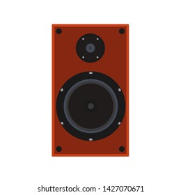 Stereo speaker vector flat icon music bass. Sound electronic equipment audio volume disco. Loud acoustic system