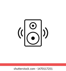Stereo speaker vector icon, sound box symbol. Simple, flat design for web or mobile app
