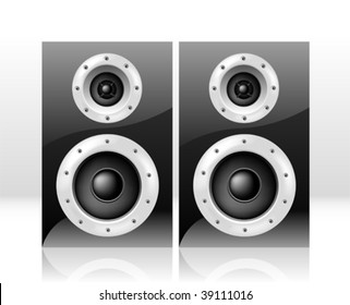 Stereo speakers on white background