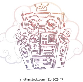 stereo system, music device.