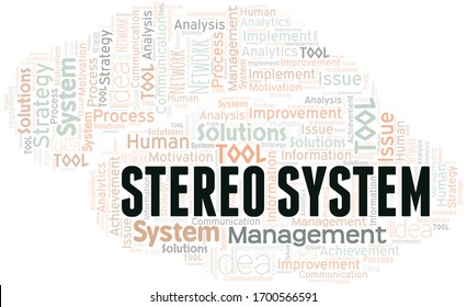 Stereo System typography vector word cloud.
