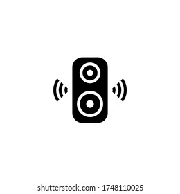 Stereo vector icon in black flat glyph, filled style isolated on white background
