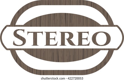 Stereo wooden emblem. Vintage.