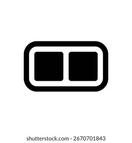 Tarjetas estereográficas. Icono de Vector de trazo delineado con detalles rellenos de negro.