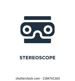 Stereoscope icon. Black filled vector illustration. Stereoscope symbol on white background. Can be used in web and mobile.