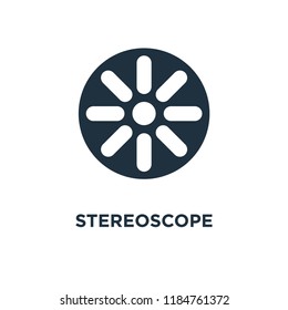 Stereoscope icon. Black filled vector illustration. Stereoscope symbol on white background. Can be used in web and mobile.