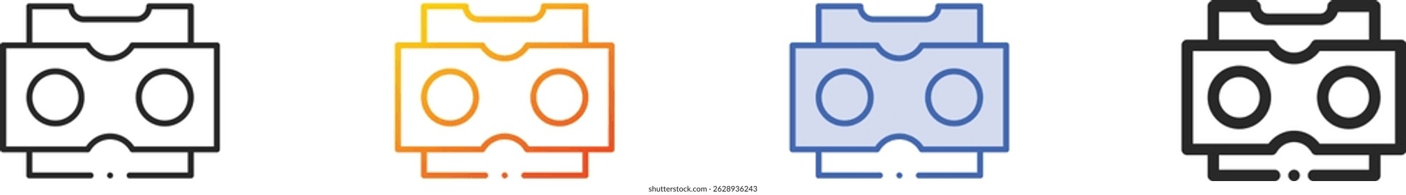Icono del estereoscopio. Diseño lineal delgado, degradado, trazo azul y estilo audaz aislado sobre fondo blanco