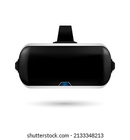 Stereoscopic 3d vr illustration. Realistic Detailed 3d Virtual Reality Headset Box Closeup View Futuristic Innovation Technology and Simulation Concept Symbol.