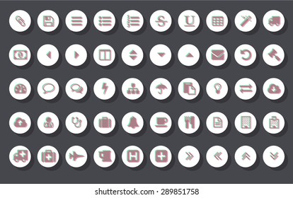 Stereoscopic bicolor modern set of beautiful mobile or website icons
