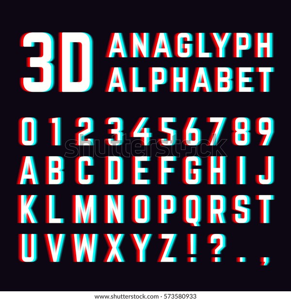 立体的な歪み 3dアナグリフのフォントアルファベット文字 アルファベットのゆがんだデジタル ベクターイラスト のベクター画像素材 ロイヤリティフリー