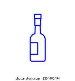 Stereoscopic image Bottle of wine icon. Alcohol concept