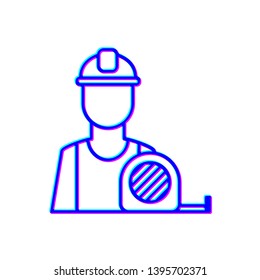 Stereoscopic image Builder line icon, build and repair, construction worker sign