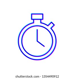 Stereoscopic image Clock icon. Timer icon. Countdown, deadline, schedule, planning symbol.
