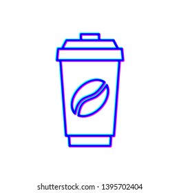 Stereoscopic image Coffee cup icon. Coffee time