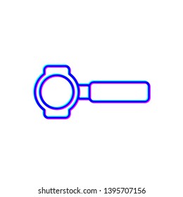 Stereoscopic image Filter holder with ground coffee. Portafilter symbol