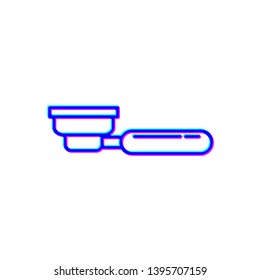 Stereoscopic image Filter holder with ground coffee. Portafilter symbol