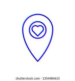 Stereoscopic image Heart icon - logo type icon - health point