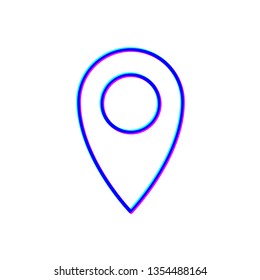 Stereoscopic image Maps pin. Location pin. Location map icon.