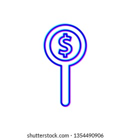 Stereoscopic image Money search logo - currency and dollar sign. Finance tool