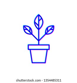 Stereoscopic image Plant pot concept icon. Flower illustration