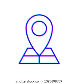 Stereoscopic image Point on the map. Destination element.