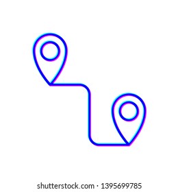 Stereoscopic image Route location vector icon. Concept of path or road