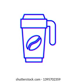 Stereoscopic image Thermocup for coffee. Coffee time