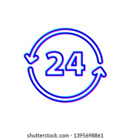 Stereoscopic image Twenty four hour icon. Time symbol